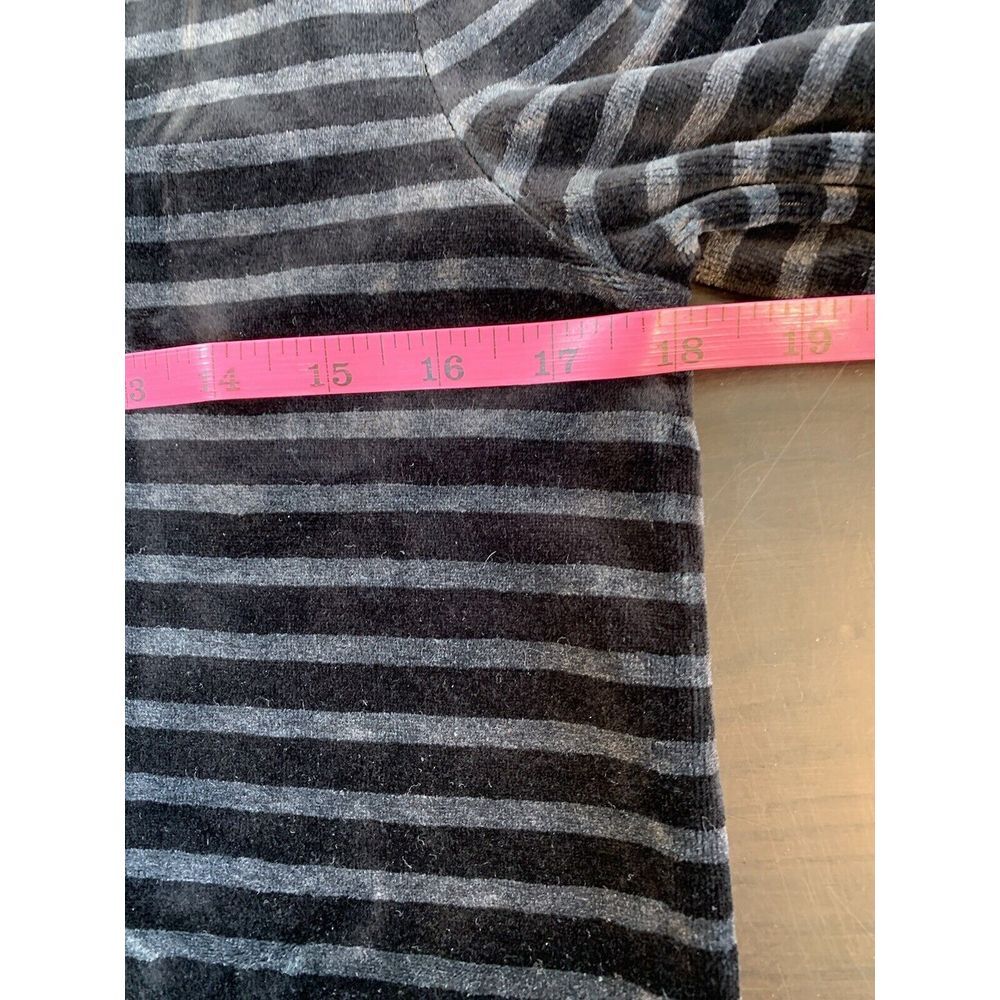 Talbots Top Women's Petites Small SP Soft Cozy  Black Stripe V Neck Velour Hygge - Picture 10 of 14